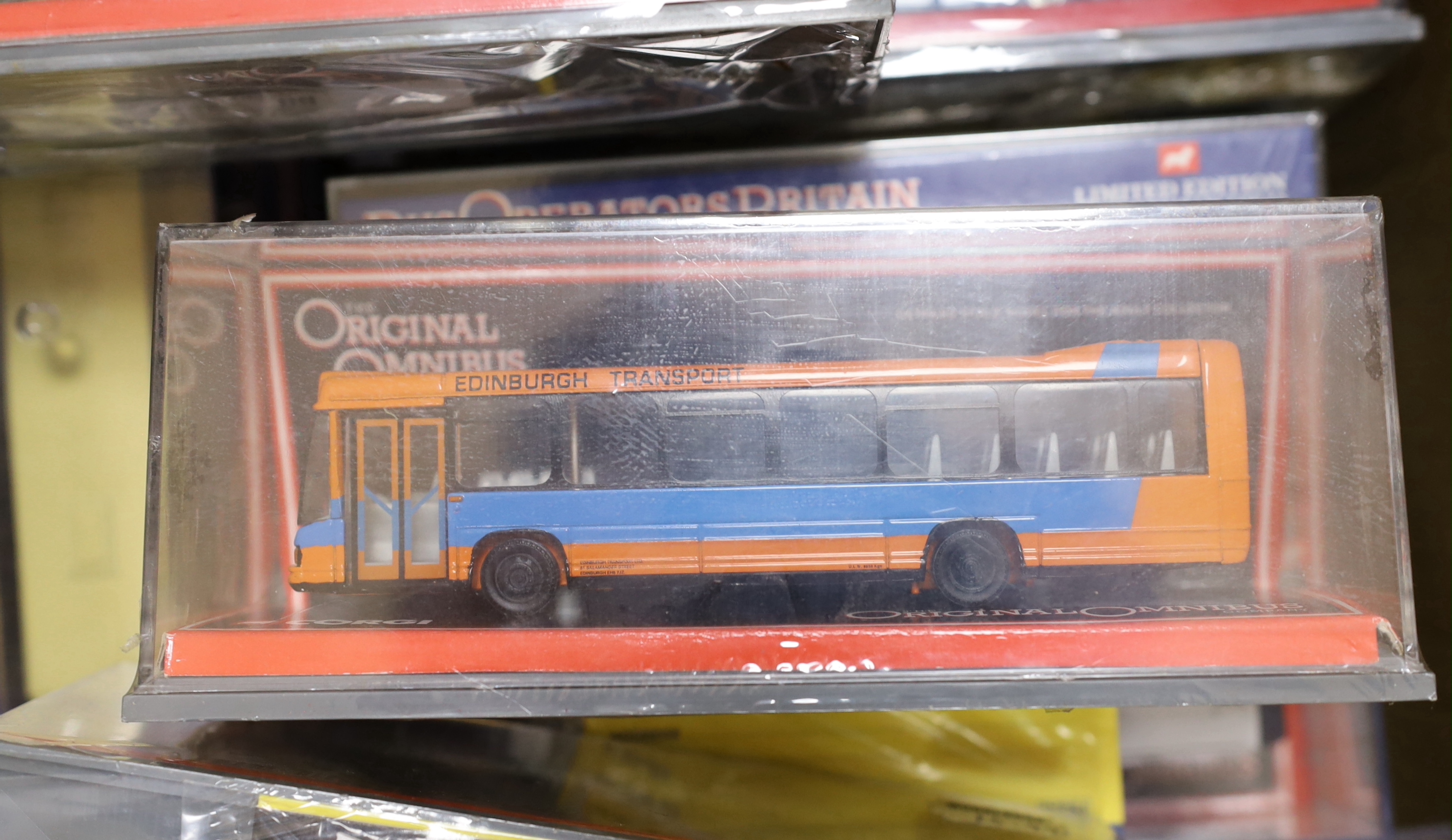 Eighteen boxed Corgi OOC coaches, including an AEC Reliance, a Dennis Dart, a Van Hool Alizee, a Leyland Lynx Mk.II, an Optare Delta, a Plaxton Premiere, etc.